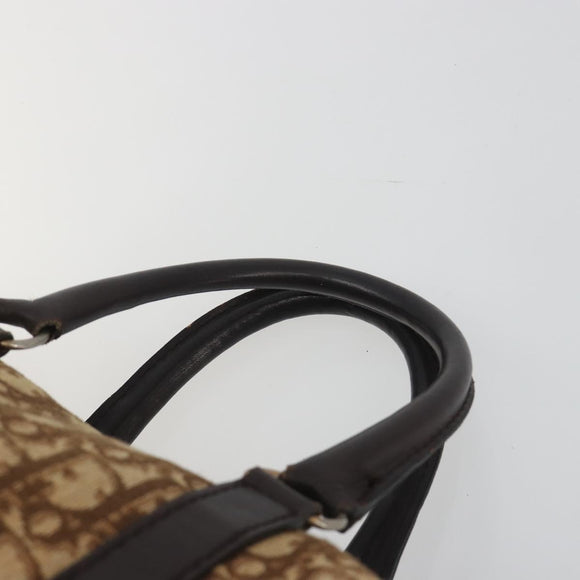 Christian Dior Trotter Canvas Boston Bag Beige Gold Auth 186961