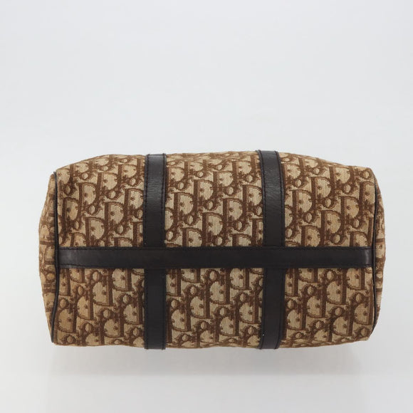 Christian Dior Trotter Canvas Boston Bag Beige Gold Auth 186961
