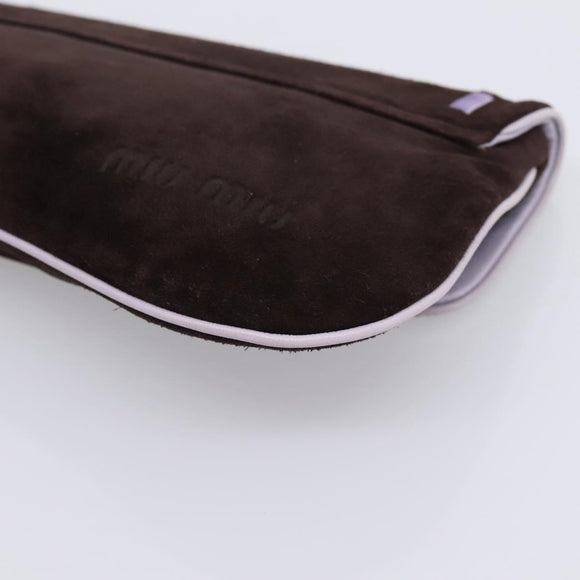 Miu Miu Clutch Bag Suede Brown Silver Auth 186970
