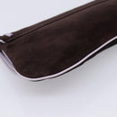 Miu Miu Clutch Bag Suede Brown Silver Auth 186970-11
