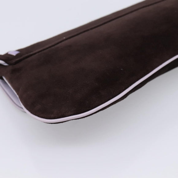 Miu Miu Clutch Bag Suede Brown Silver Auth 186970