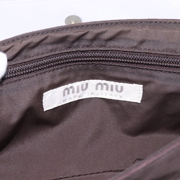 Miu Miu Clutch Bag Suede Brown Silver Auth 186970