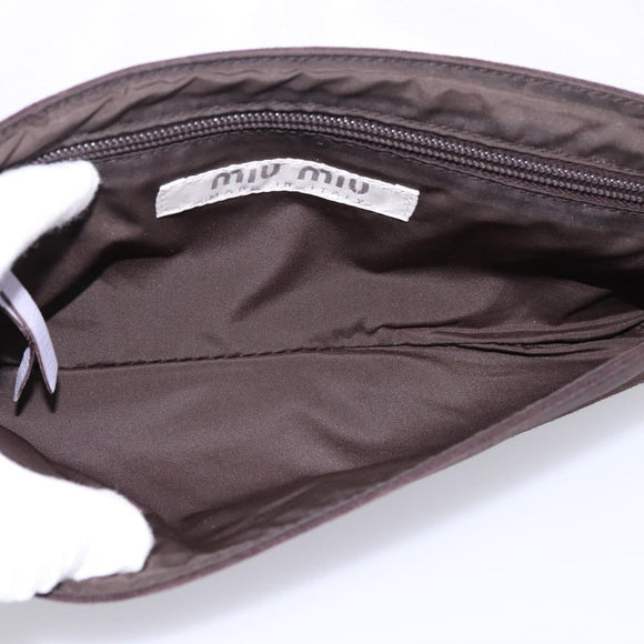 Miu Miu Clutch Bag Suede Brown Silver Auth 186970