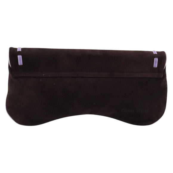 Miu Miu Clutch Bag Suede Brown Silver Auth 186970