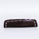 Miu Miu Clutch Bag Suede Brown Silver Auth 186970-6