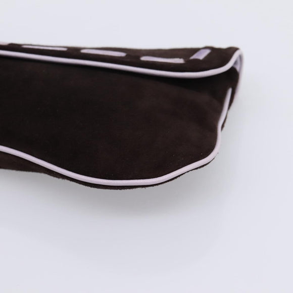 Miu Miu Clutch Bag Suede Brown Silver Auth 186970