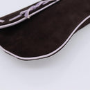 Miu Miu Clutch Bag Suede Brown Silver Auth 186970-9