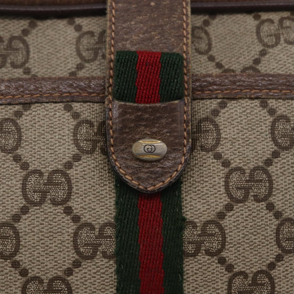 GUCCI GG Supreme Web Sherry Line Bag PVC Beige Gold 89 02 055 Auth 186975