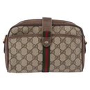 GUCCI GG Supreme Web Sherry Line Bag PVC Beige Gold 89 02 055 Auth 186975-13