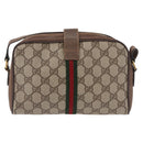 GUCCI GG Supreme Web Sherry Line Bag PVC Beige Gold 89 02 055 Auth 186975-2