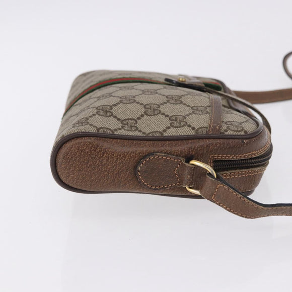 GUCCI GG Supreme Web Sherry Line Bag PVC Beige Gold 89 02 055 Auth 186975