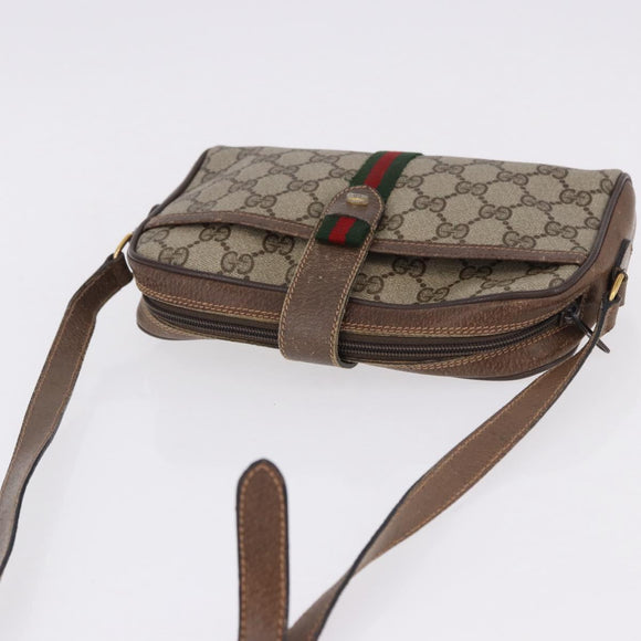 GUCCI GG Supreme Web Sherry Line Bag PVC Beige Gold 89 02 055 Auth 186975