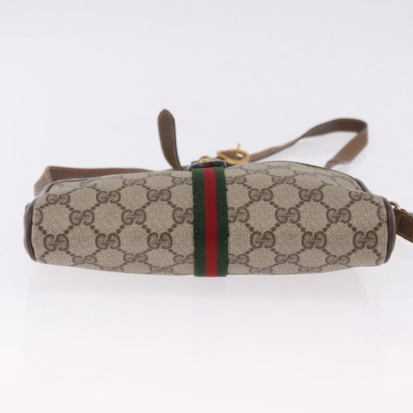 GUCCI GG Supreme Web Sherry Line Bag PVC Beige Gold 89 02 055 Auth 186975