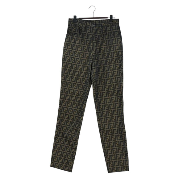 FENDI Zucca Canvas Pants XO Black Brown Auth 186981A