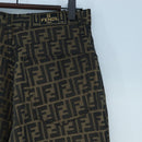 FENDI Zucca Canvas Pants XO Black Brown Auth 186981A-10