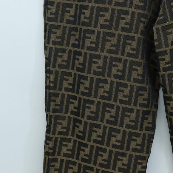FENDI Zucca Canvas Pants XO Black Brown Auth 186981A