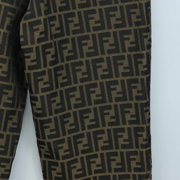 FENDI Zucca Canvas Pants XO Black Brown Auth 186981A