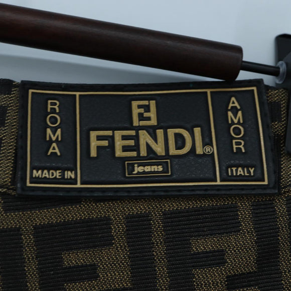 FENDI Zucca Canvas Pants XO Black Brown Auth 186981A