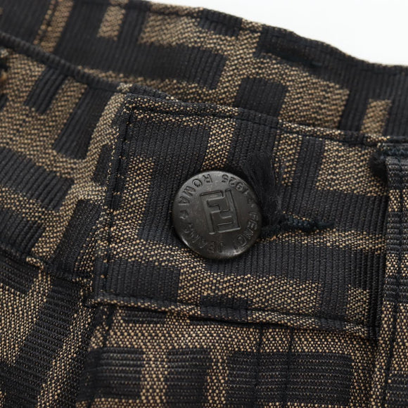 FENDI Zucca Canvas Pants XO Black Brown Auth 186981A