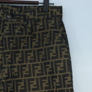 FENDI Zucca Canvas Pants XO Black Brown Auth 186981A-3