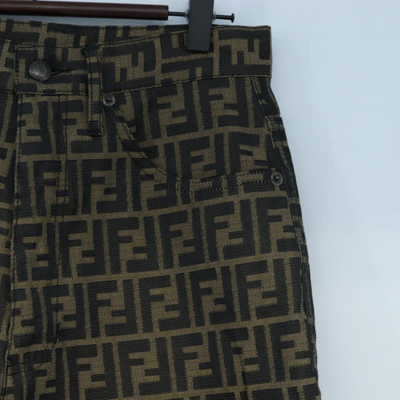 FENDI Zucca Canvas Pants XO Black Brown Auth 186981A