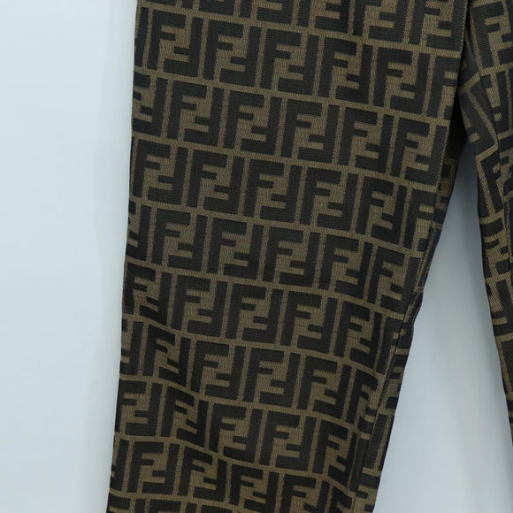 FENDI Zucca Canvas Pants XO Black Brown Auth 186981A