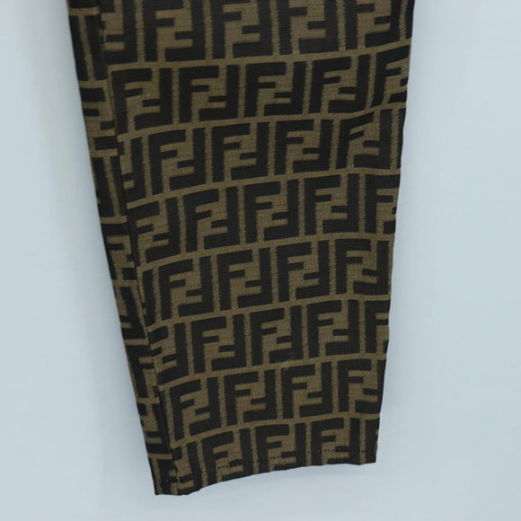 FENDI Zucca Canvas Pants XO Black Brown Auth 186981A