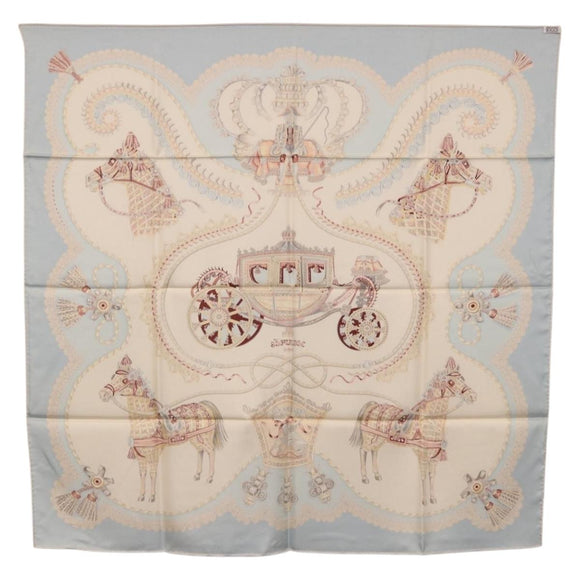 HERMES Carre 90 Scarf Silk Light Blue Auth 186988