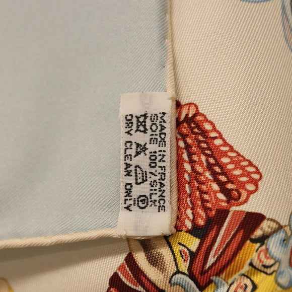 HERMES Carre 90 Scarf Silk Light Blue Auth 186988