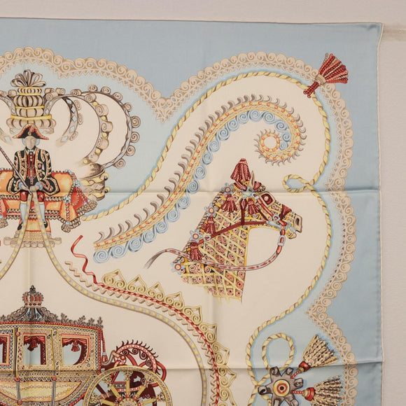 HERMES Carre 90 Scarf Silk Light Blue Auth 186988