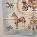 HERMES Carre 90 Scarf Silk Light Blue Auth 186988-8