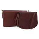 CARTIER Must Line Shoulder Bag Leather 2 Set Bordeaux Gold Auth 186999-1
