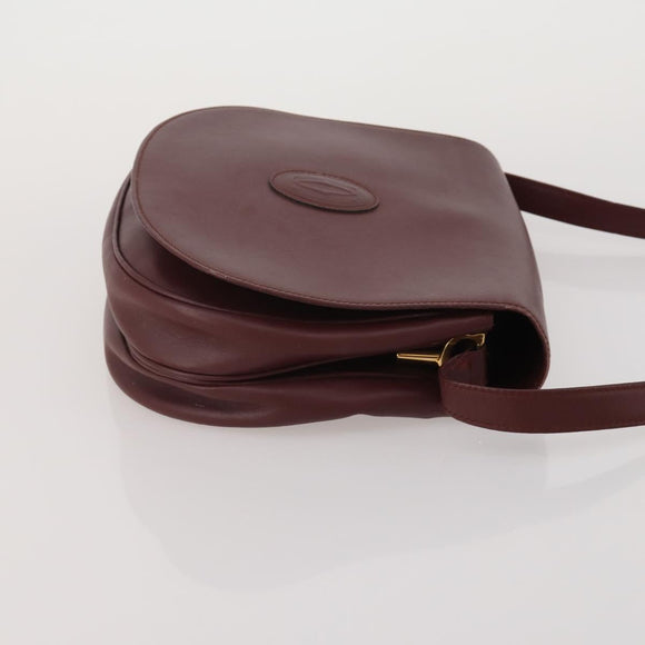 CARTIER Must Line Shoulder Bag Leather 2 Set Bordeaux Gold Auth 186999