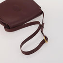 CARTIER Must Line Shoulder Bag Leather 2 Set Bordeaux Gold Auth 186999-13