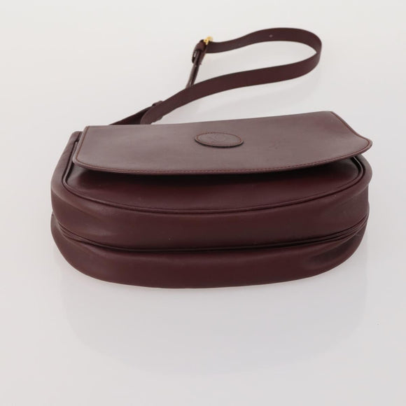 CARTIER Must Line Shoulder Bag Leather 2 Set Bordeaux Gold Auth 186999