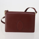 CARTIER Must Line Shoulder Bag Leather 2 Set Bordeaux Gold Auth 186999-2