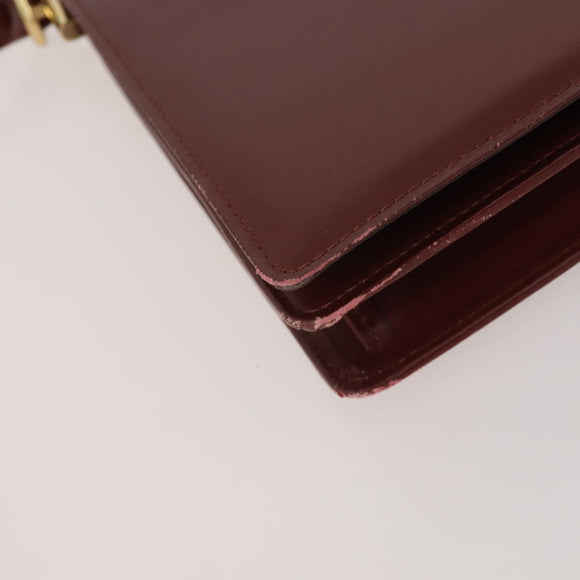 CARTIER Must Line Shoulder Bag Leather 2 Set Bordeaux Gold Auth 186999