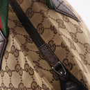 GUCCI GG Canvas Web Sherry Line Tote Bag Beige Silver Red 131230 Auth 187021-10