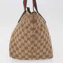 GUCCI GG Canvas Web Sherry Line Tote Bag Beige Silver Red 131230 Auth 187021-3