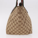 GUCCI GG Canvas Web Sherry Line Tote Bag Beige Silver Red 131230 Auth 187021-4