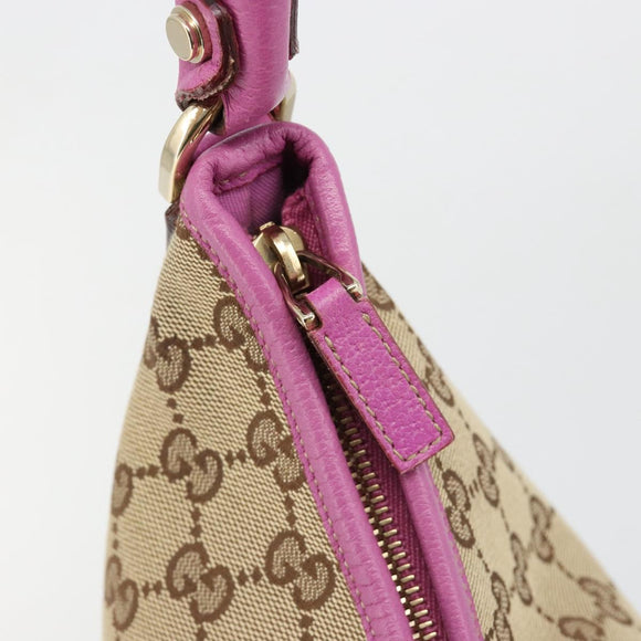 GUCCI GG Canvas Abbey Shoulder Bag Beige Gold 130737 Auth 187022SAV