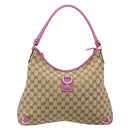 GUCCI GG Canvas Abbey Shoulder Bag Beige Gold 130737 Auth 187022SAV-13