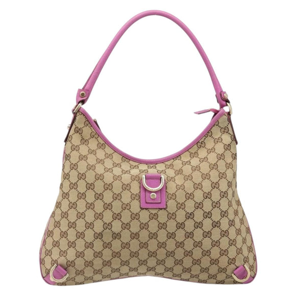 GUCCI GG Canvas Abbey Shoulder Bag Beige Gold 130737 Auth 187022SAV