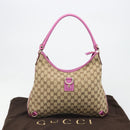 GUCCI GG Canvas Abbey Shoulder Bag Beige Gold 130737 Auth 187022SAV-12