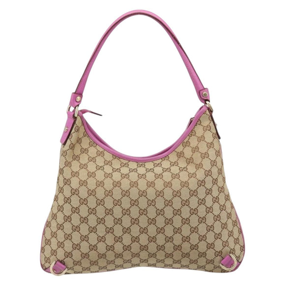 GUCCI GG Canvas Abbey Shoulder Bag Beige Gold 130737 Auth 187022SAV