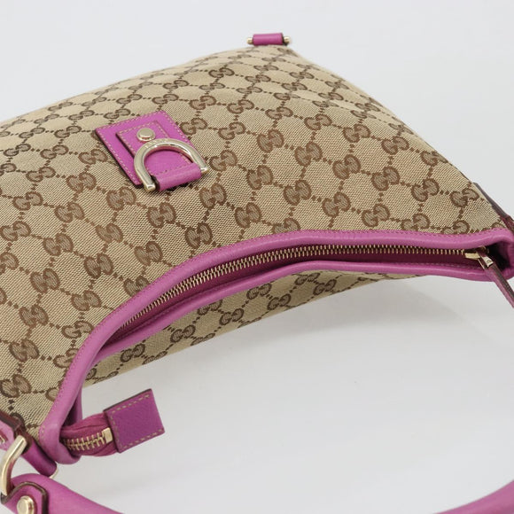 GUCCI GG Canvas Abbey Shoulder Bag Beige Gold 130737 Auth 187022SAV