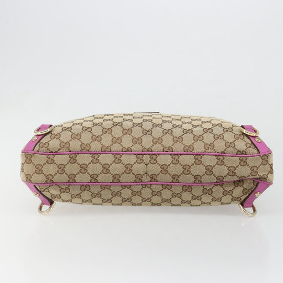 GUCCI GG Canvas Abbey Shoulder Bag Beige Gold 130737 Auth 187022SAV