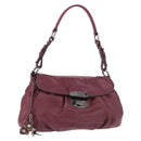 PRADA Shoulder Bag Leather Bordeaux Silver Auth 187025SAV-1