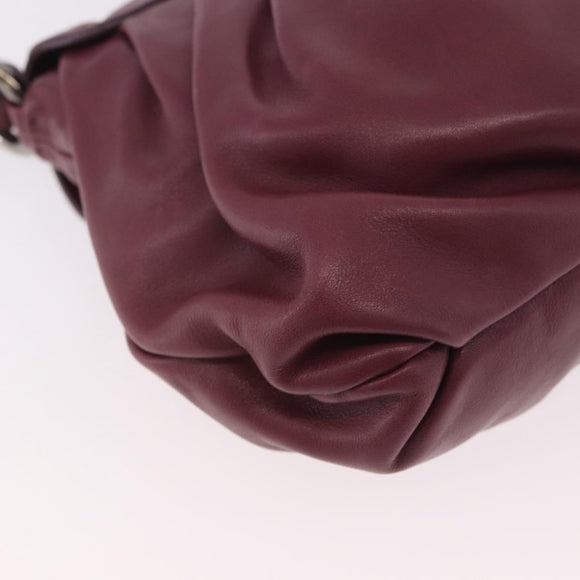 PRADA Shoulder Bag Leather Bordeaux Silver Auth 187025SAV
