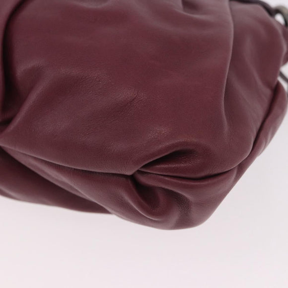 PRADA Shoulder Bag Leather Bordeaux Silver Auth 187025SAV